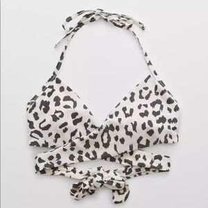 Aerie Leopard Print Scoop Halter Wrap Bikini Swim Top 
Women’s Medium